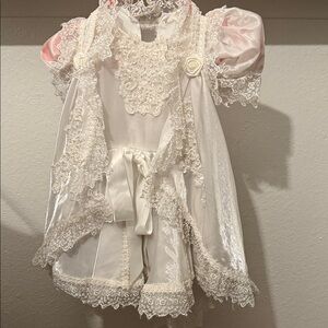 Tip Top Kids Elegant Lace Dress in Cream and Pink